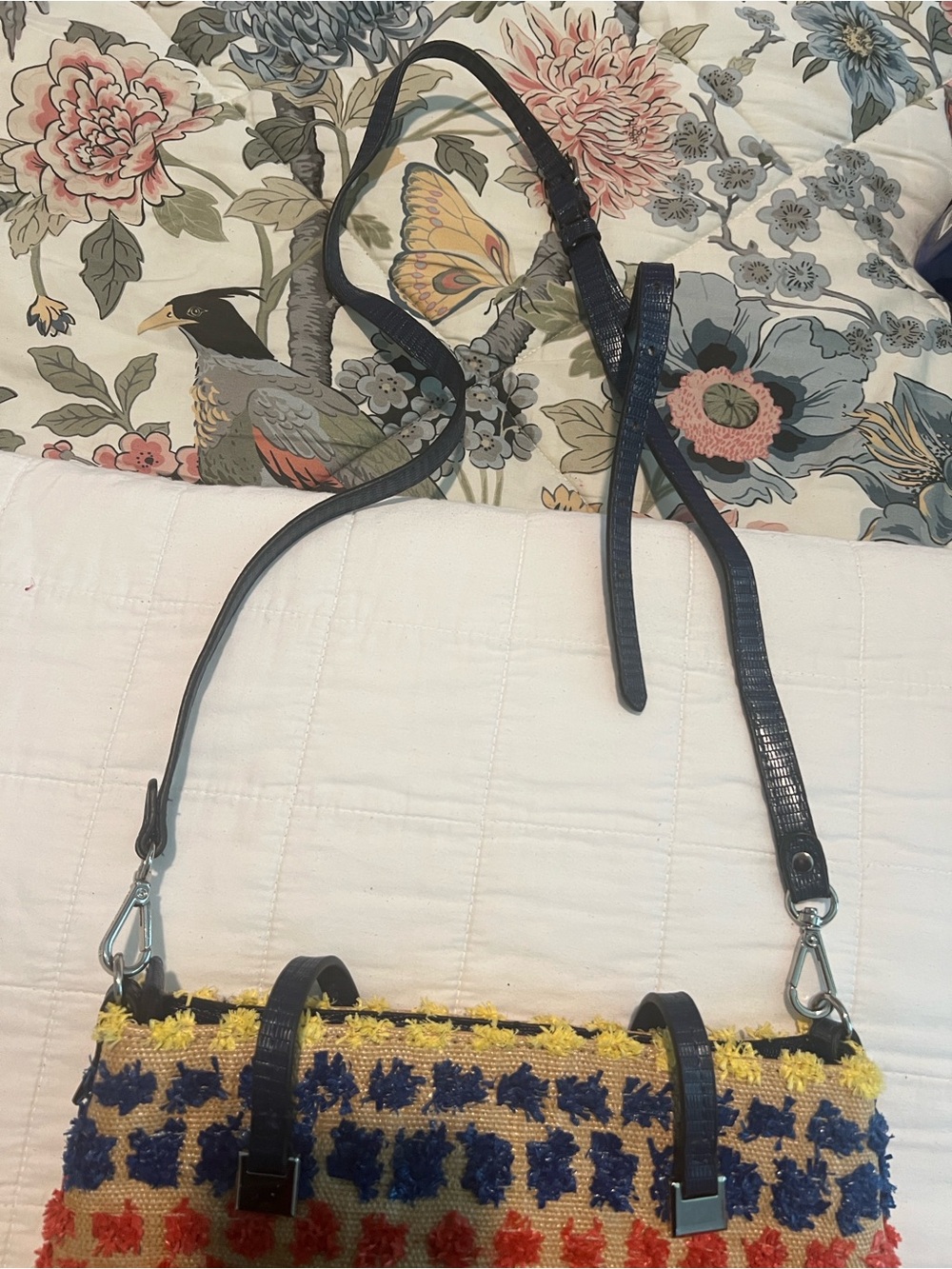 Christian Siriano Yellow, Navy & Coral Textured Tote - Picture 4 of 16